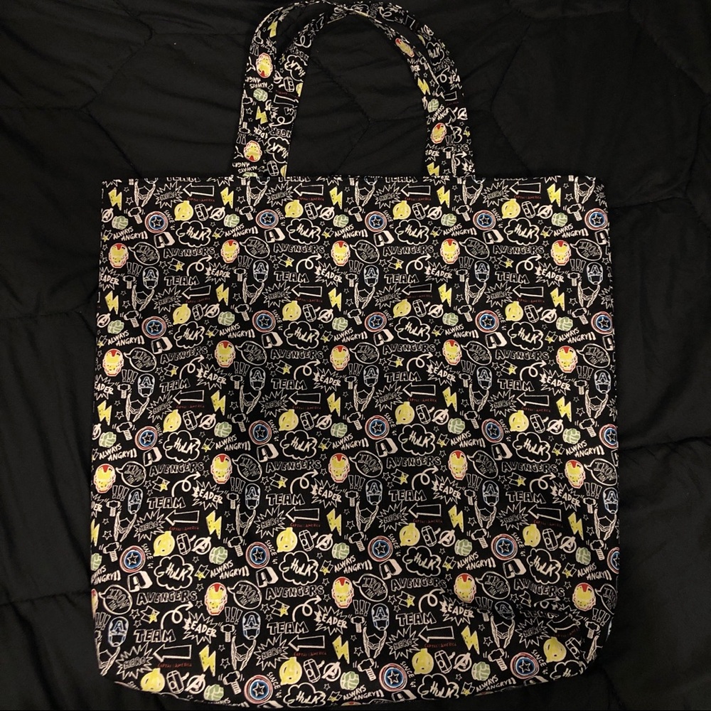 Handmade Avengers Marvel Tote Bag (black)